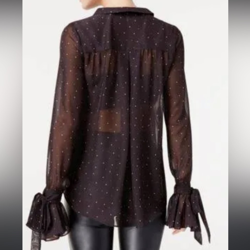 Sheer black and small star polkadot button up from The Edit by seventeen - Picture 3 of 5